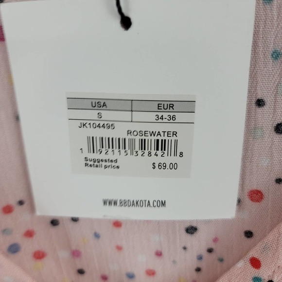 Jack by BB Dakota Pink Colorful Polka Dot Blouse NEW - Picture 8 of 13
